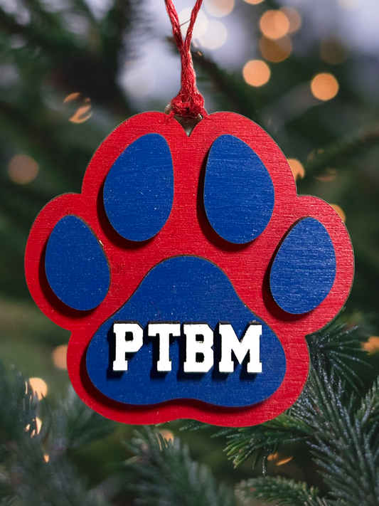 PTBM Paw Print Wood Ornament